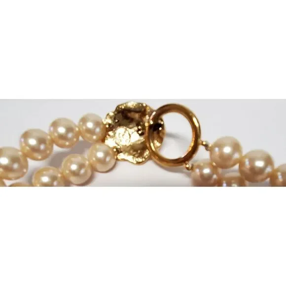 VTG KJL Avon Necklace Lion Head Clasp Faux Pearl 80's Kenneth J. Lane Signed - Picture 8 of 12